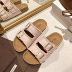 Damen Komfortable und stilvolle Clogs mit doppeltem Riemen und Verstellbarem Schnallenverschluss EB