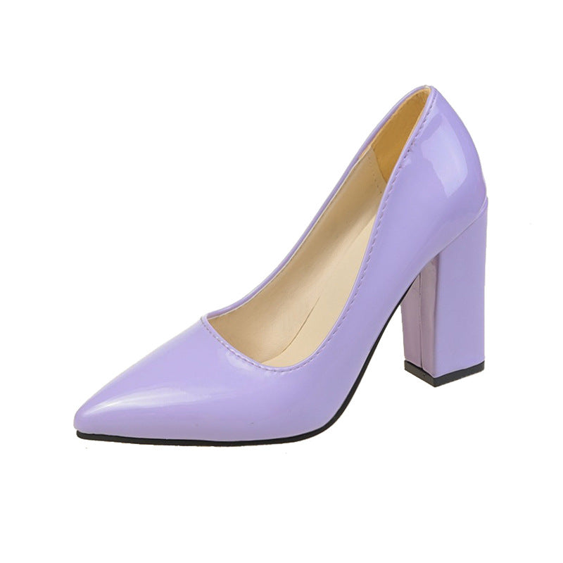 Damen Spitzen Pumps mit bequemem Blockabsatz und glänzendem Finish R&B