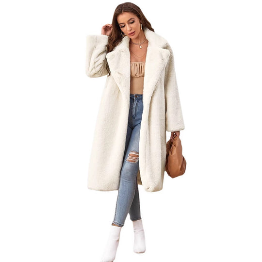 Damen Flauschiger Longblazer aus Kunstfell R&B