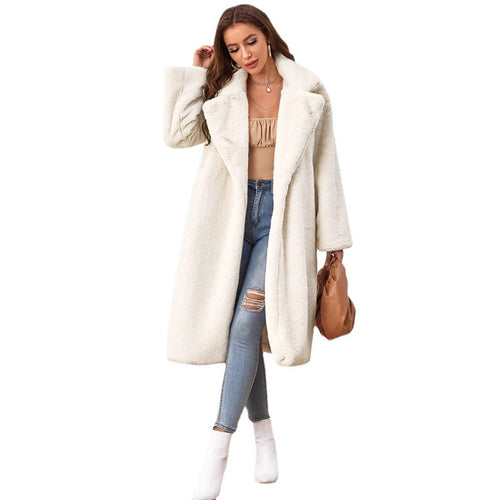 Damen Flauschiger Longblazer aus Kunstfell R&B