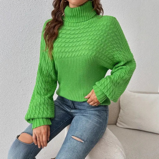 Damen Gemütlicher Rollkragenpullover mit strukturiertem Design R&B
