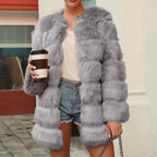 Damen Flauschige Kunstpelzjacke mit großzügigen Ärmeln und elegantem Schnitt R&B