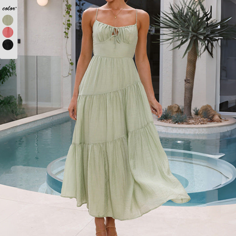 Damen Maxikleid mit verspieltem Schnitt und luftigen Trägern R&B