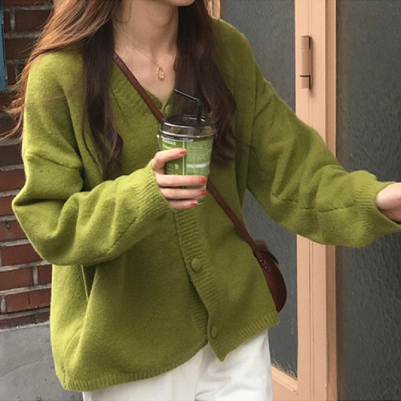 Damen Flauschiger Strickcardigan mit Knopfleiste und weitem Schnitt R&B