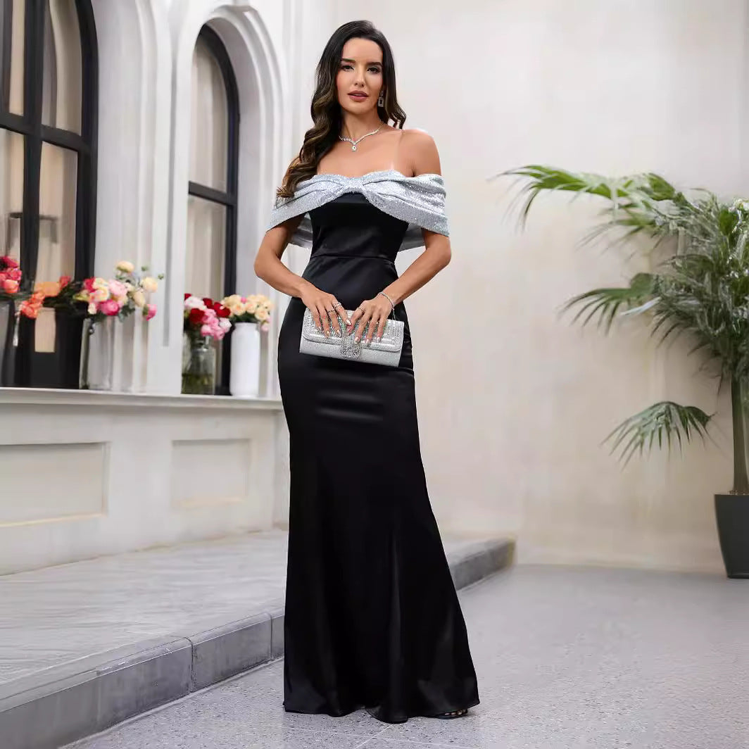 Damen Elegantes Abendkleid mit schimmerndem Trägerdesign R&B