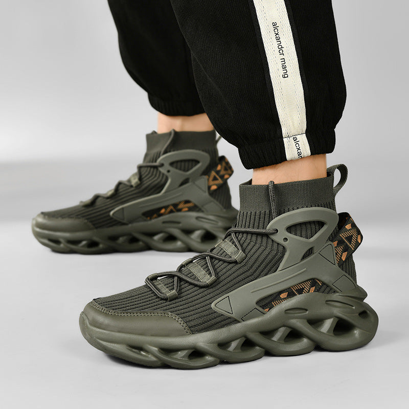 Damen High-Top Sneakers mit atmungsaktiver Strickoberfläche und stoßdämpfender Sohle R&B