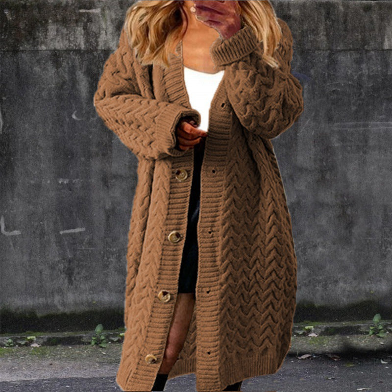 Damen Grobstrick Cardigan mit Knopfdetails und strukturiertem Muster R&B