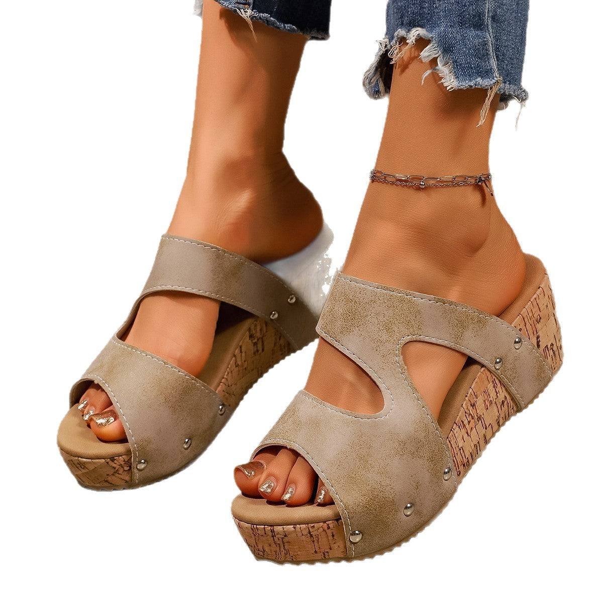 Damen Wedge-Sandalen mit stylischem Riemen und komfortabler Korksohle