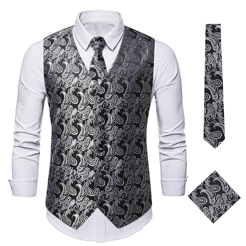 Herren elegante Anzugweste mit eleganten Paisley-Muster und passendem Zubehör R&B