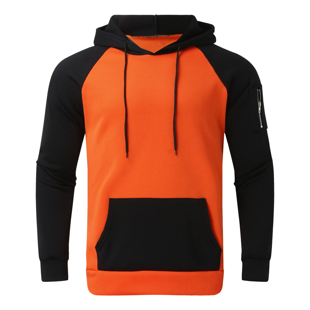 Herren nan Raglan-Kapuzenpullover aus Baumwollmix mit Kängurutasche, Ärmeltasche und Kapuzenkordel R&B