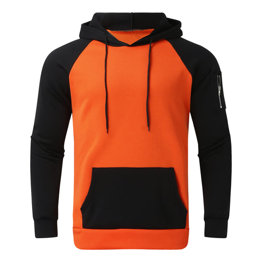 Herren nan Raglan-Kapuzenpullover aus Baumwollmix mit Kängurutasche, Ärmeltasche und Kapuzenkordel R&B