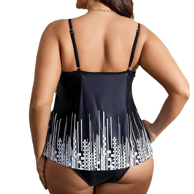 Damen Badeanzug mit verstellbaren Trägern und kreativem Muster R&B