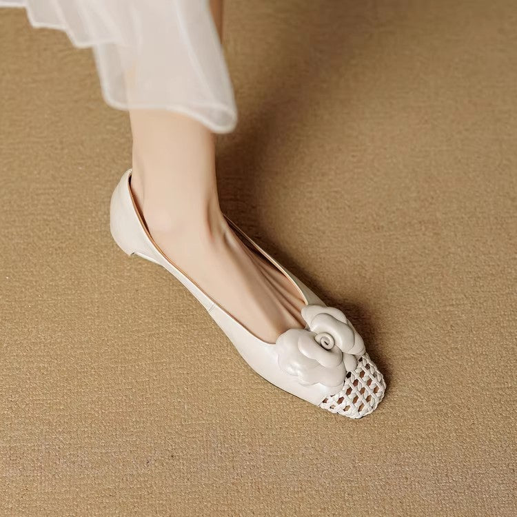 Damen Ballerina-Schuhe mit floralen Akzenten und offenem Fersenbereich R&B