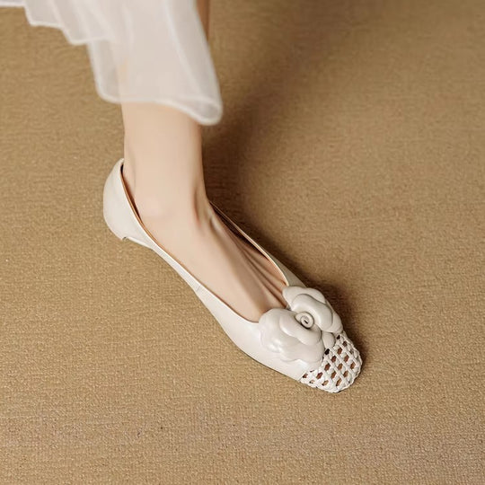 Damen Ballerina-Schuhe mit floralen Akzenten und offenem Fersenbereich R&B