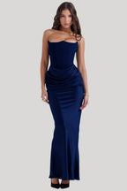 Damen Elegantes Abendkleid mit tiefem Dekolleté und drapierten Details R&B