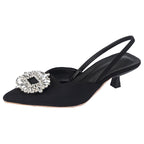 Damen Slingback-Mules mit eleganter Strass-Applikation und niedrigem Absatz R&B