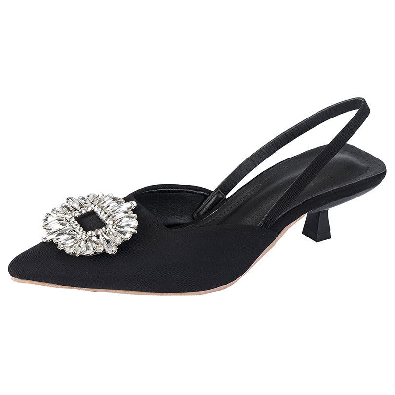 Damen Slingback-Mules mit eleganter Strass-Applikation und niedrigem Absatz R&B