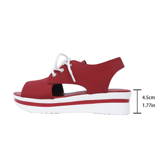 Damen Plateau-Sandalen mit atmungsaktiven Einschnitten und verstellbarem Riemen R&B