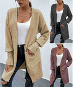 Damen Strickjacke mit tiefen Taschen und lässigem Oversized-Schnitt