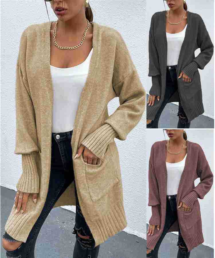Damen Strickjacke mit tiefen Taschen und lässigem Oversized-Schnitt