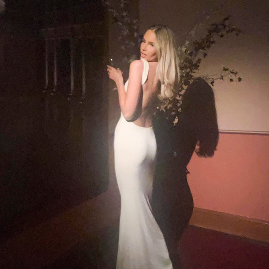 Damen figurbetontes Abendkleid mit schickem Cowl-Ausschnitt R&B