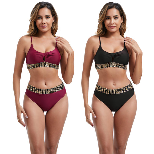 Damen Hochtailliertes Bikini-Set mit modischen Akzentdetails R&B
