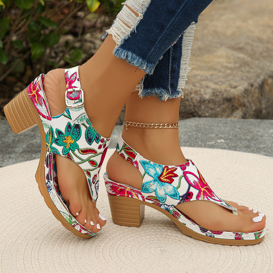 Damen Blumengestaltete Wedge-Sandaletten R&B