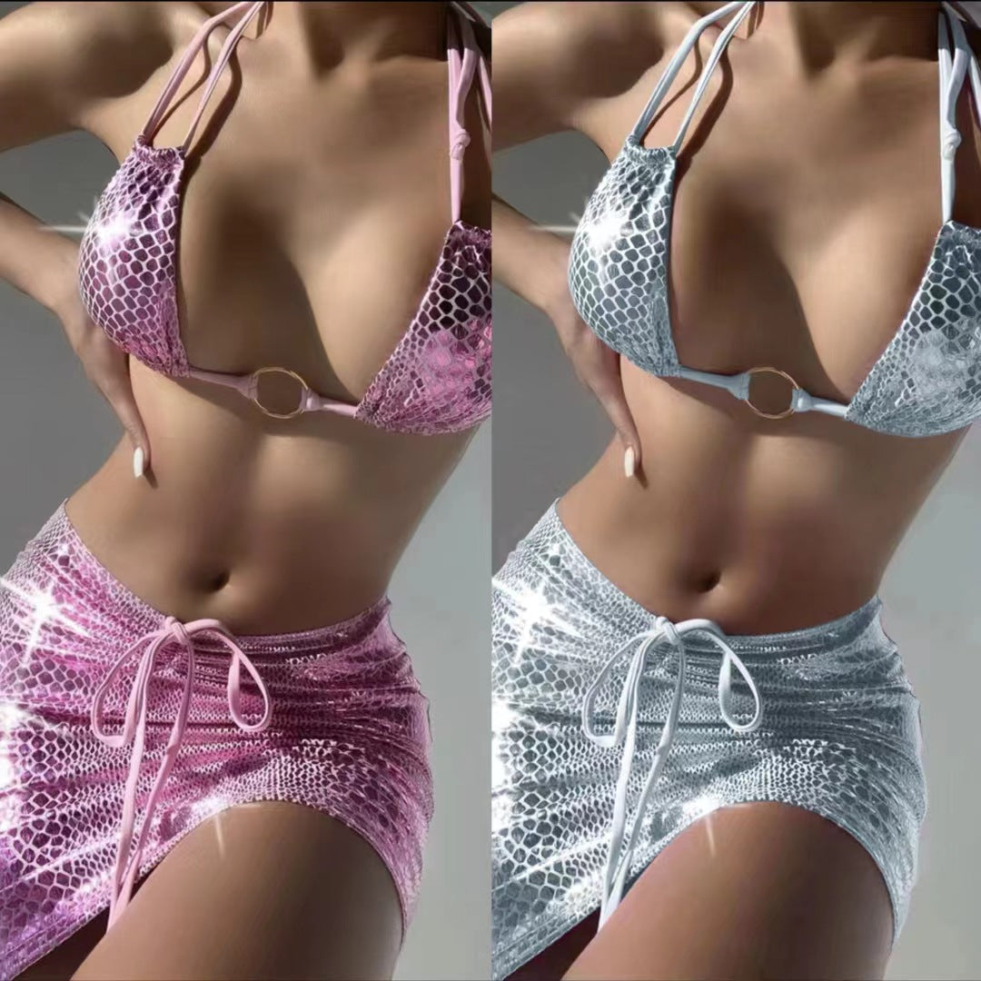 Damen Bikini-Set mit elastischen Schnüren und luxuriösen Metallic-Akzenten R&B