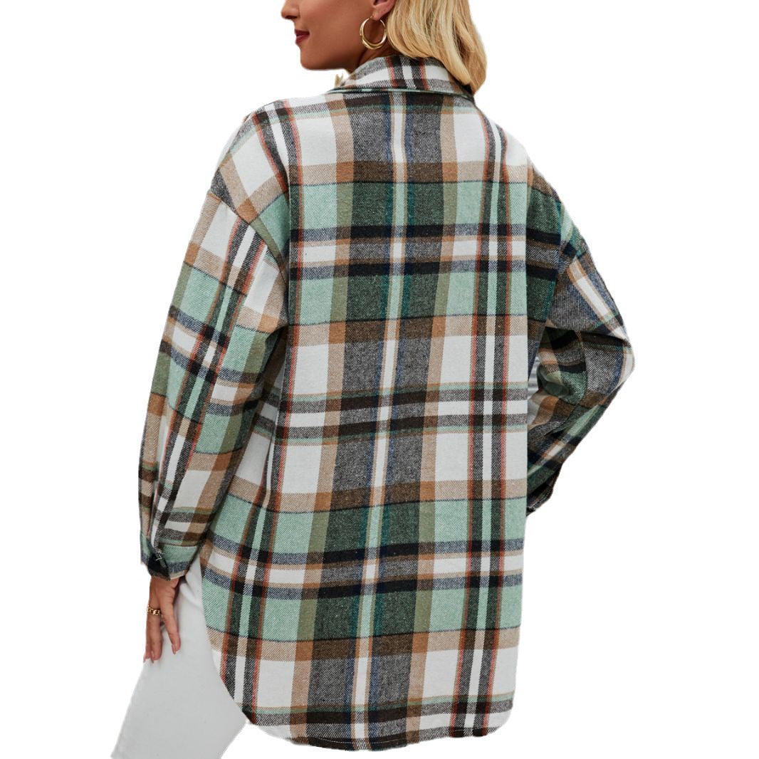 Damen Karottenjacke im lässigen Oversized-Stil mit kontrastierenden Karomustern R&B