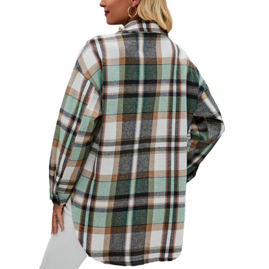 Damen Karottenjacke im lässigen Oversized-Stil mit kontrastierenden Karomustern R&B