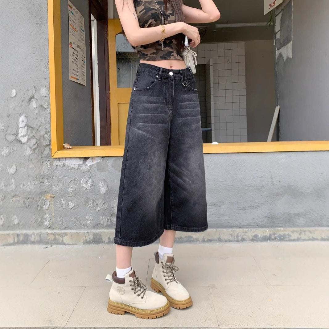 Damen Weite Denim-Culotte im modischen Urban-Look mit lässigem Schnitt R&B