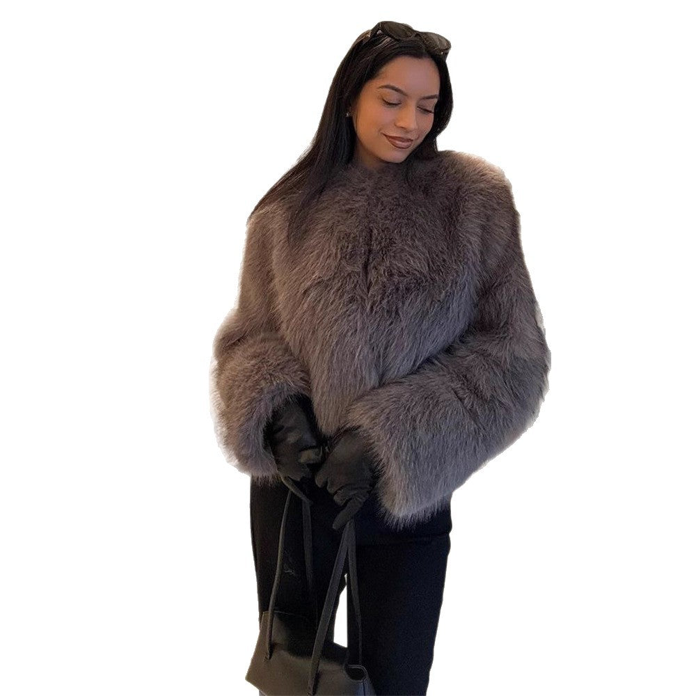 Damen Fuzzy Strickjacke R&B