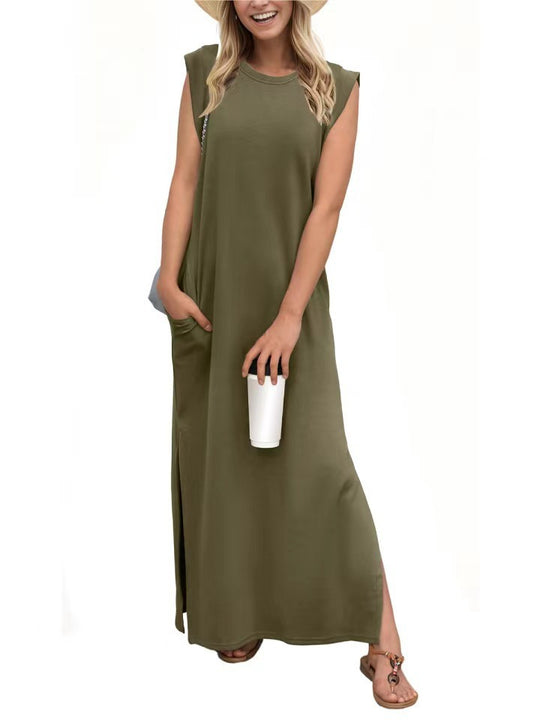 Damen Maxikleid mit modernen Schulterdetails und fließendem Schnitt R&B