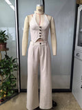Damen Crop-Top und Weite Hosen Ensemble