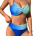 Damen Sportliches Bikini-Set mit stylischem Wickeloberteil und hochgeschnittenem Slip R&B
