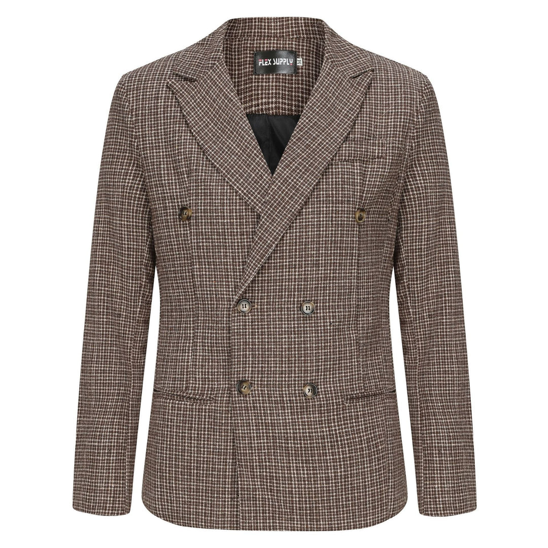 Herren eleganter Doppeltbreasted Blazer im modernen Karodessin R&B