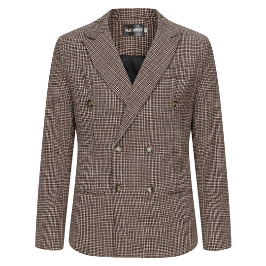 Herren eleganter Doppeltbreasted Blazer im modernen Karodessin R&B
