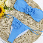 Damen Bandeau-Bikini mit floralem Akzent und verstellbaren Trägern R&B
