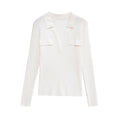 Damen Langarmshirt mit V-Ausschnitt und dekorativen Taschen R&B