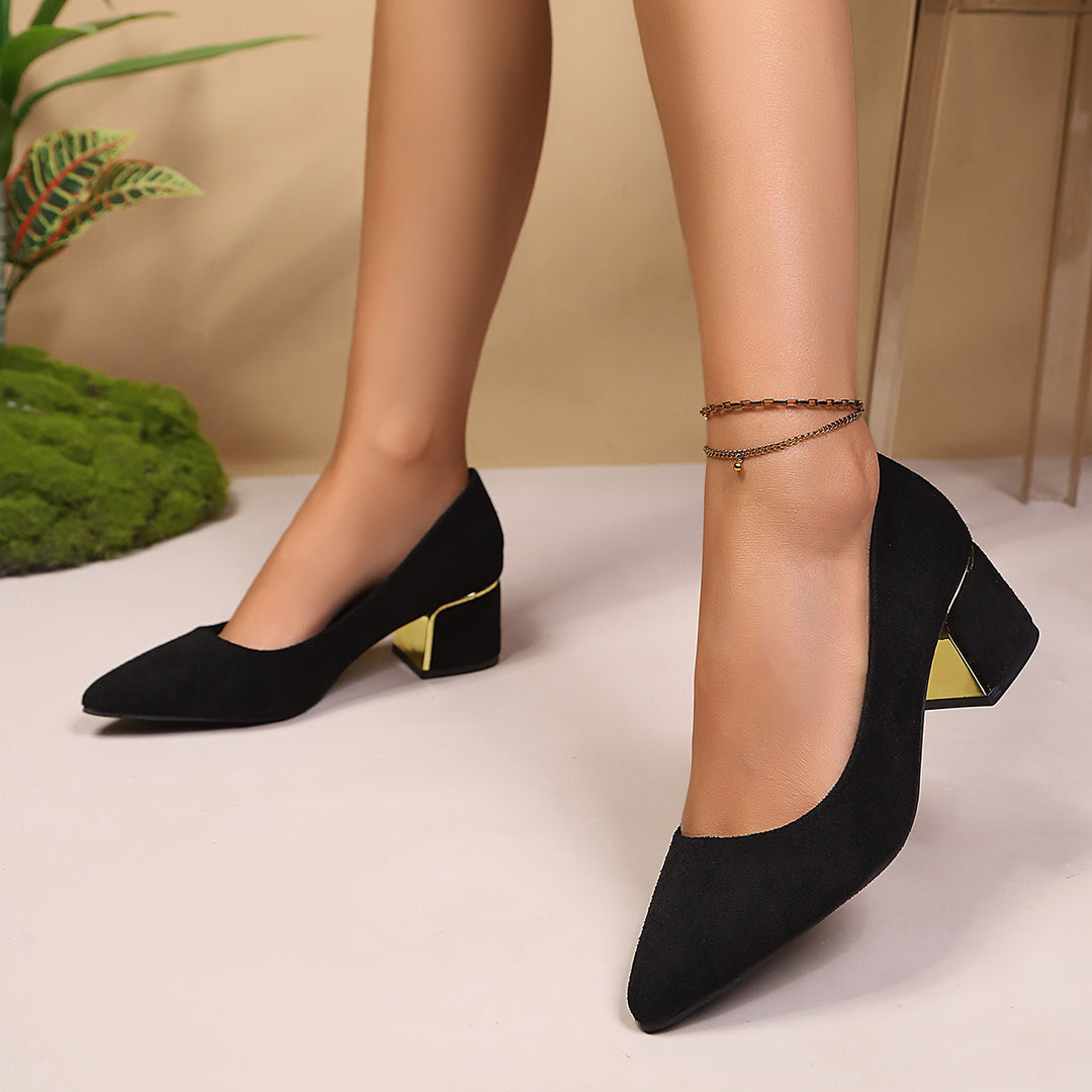 Damen dezente Pumps mit goldenem Akzent R&B