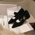 Damen elegante Mary Jane Pumps mit modischem Riemchen und goldener Schnalle R&B