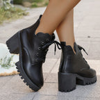 Damen Schnürstiefeletten mit robustem Blockabsatz und rutschfester Sohle R&B