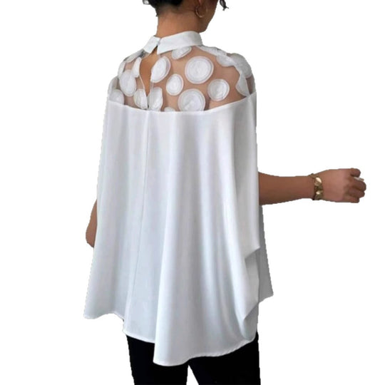 Damen moderne Bluse mit transparentem Schulterdesign Heidi-Mode