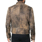 Herren Lederjacke mit Stehkragen
