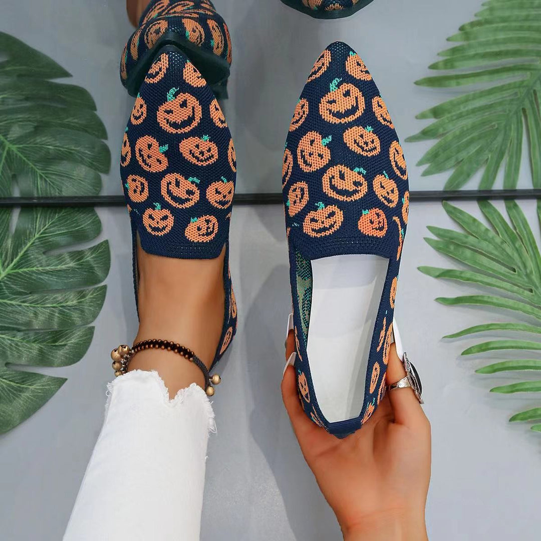 Damen modische Slipper mit Halloween-Motiv und elastischem Obermaterial R&B