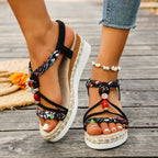 Damen Wedge-Sandalen mit geflochtenem Riemendesign und komfortabler Sohle R&B