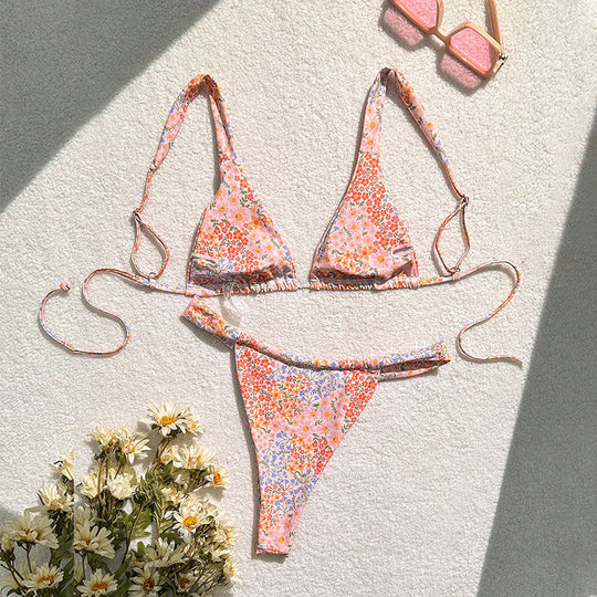 Damen Triangel-Bikini-Set mit zarten floralen Akzenten R&B