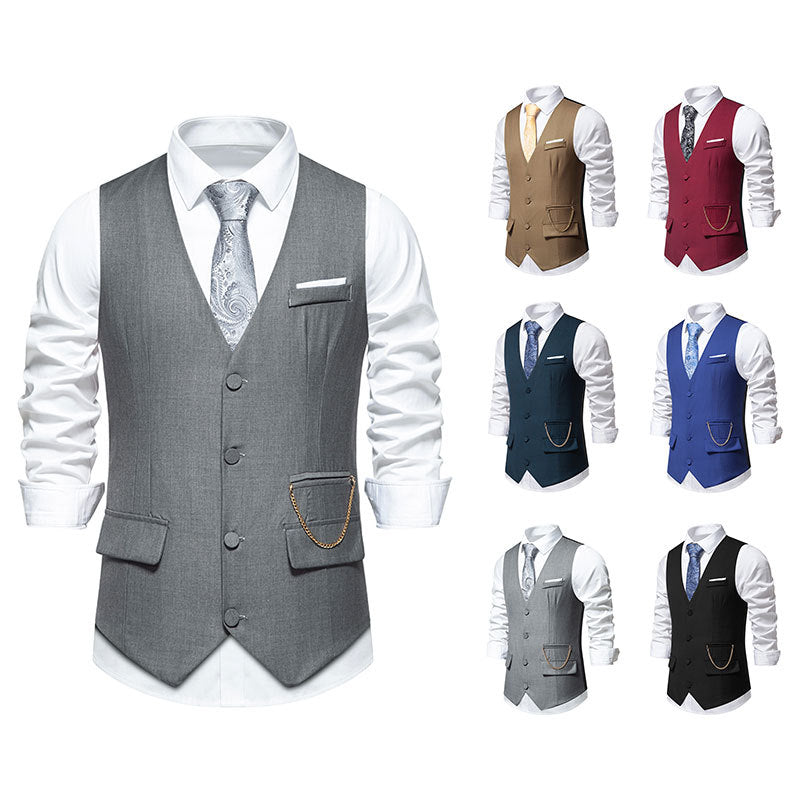Herren elegante Anzugweste mit praktischen Taschen und modischem Design R&B