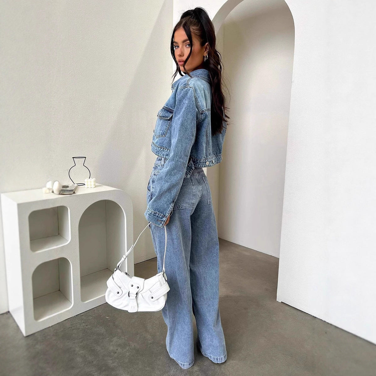 Damen Weite Cargo-Jeans mit Taschen im lässigen Schnitt