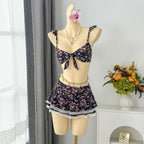 Damen Bikini-Set mit verspieltem Wickelrock und floralem Design R&B